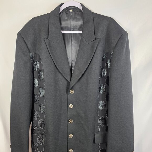 Men's Pronti Collection by Phita Black Jacquard Embellished Blazer Size XL - Picture 4 of 16